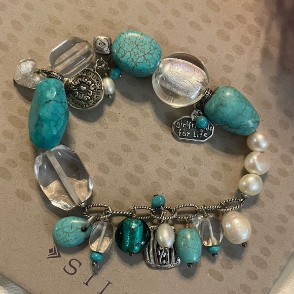 Silpada Turquoise Charm Girlfriends’ 2011 conference Stretch Bracelet - Picture 9 of 16